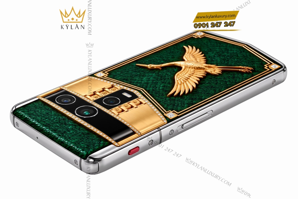 Vertu Agent Q custom vàng Au750 đính kim cương – Chim Hạc 3 Vertu Agent Q custom vàng Au750 đính kim cương – Chim Hạc
