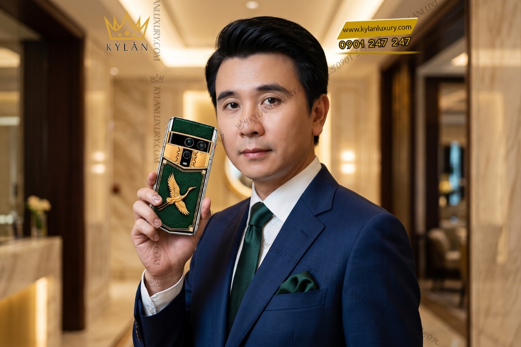 Vertu Agent Q custom vàng Au750 đính kim cương – Chim Hạc 4 Vertu Agent Q custom vàng Au750 đính kim cương – Chim Hạc