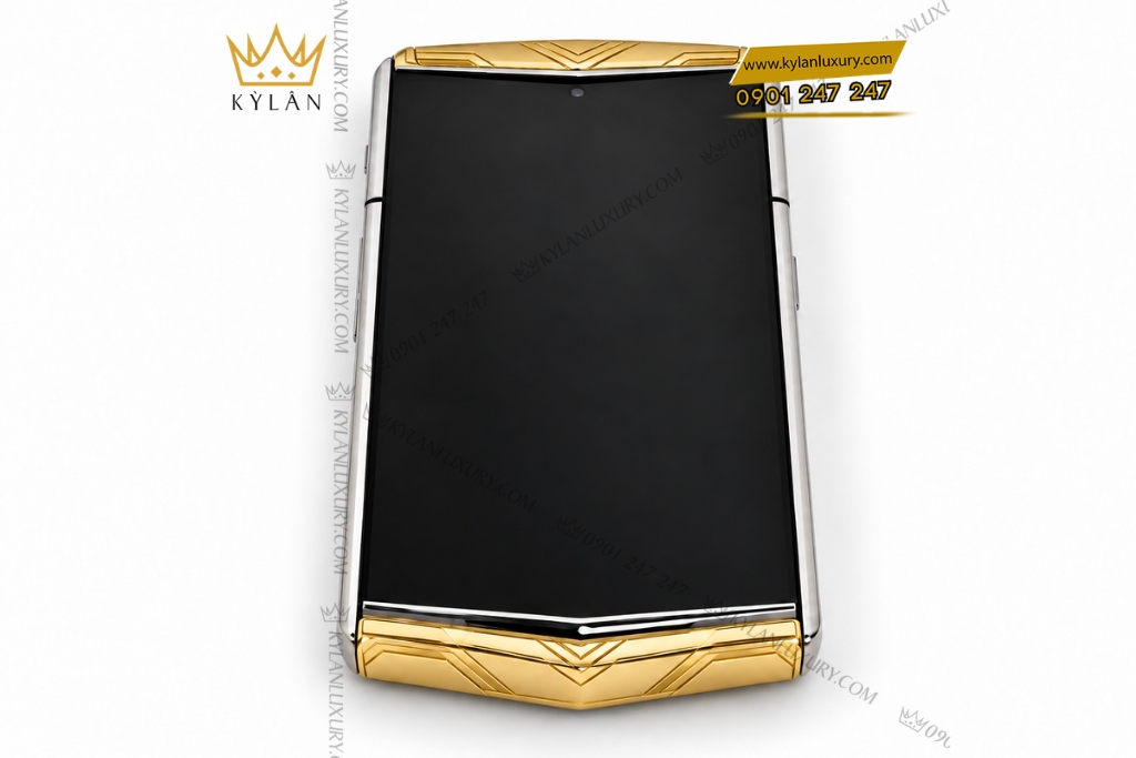 Vertu Agent Q custom vàng Au750 kim cương và logo Kỳ Lân