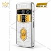 Vertu Agent Q custom vàng Au750 kim cương và logo Kỳ Lân da cá sấu trắng