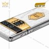 Vertu Agent Q custom vàng Au750 kim cương và logo Kỳ Lân da cá sấu trắng