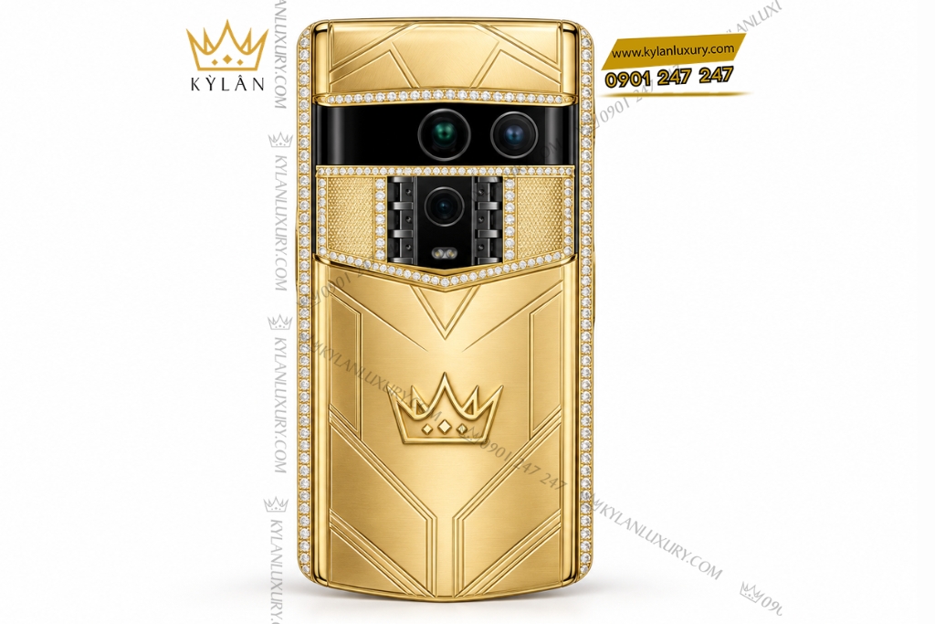 Kỳ Lân Luxury Vertu Agent Q custom vang Au750 kim cuong va logo Ky Lan 9 Vertu Agent Q custom vàng Au750 kim cương và logo Kỳ Lân
