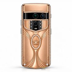 Vertu Agent Q custom vàng hồng Au750 kim cương họa tiết và logo Kỳ Lân