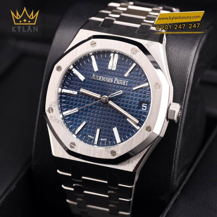 Kỳ Lân Luxury dong ho royal oak 15510st mat xanh dem 3 Đồng hồ Royal Oak mặt số xanh đêm 41mm 15510ST