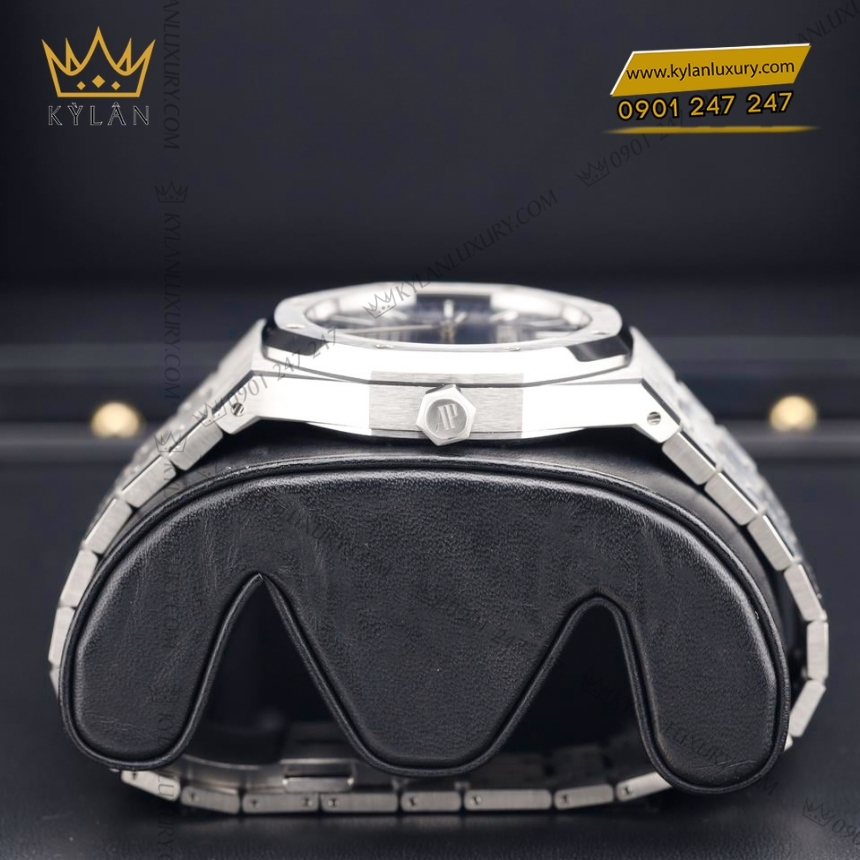 Kỳ Lân Luxury dong ho royal oak 15510st mat xanh dem 4 Đồng hồ Royal Oak mặt số xanh đêm 41mm 15510ST
