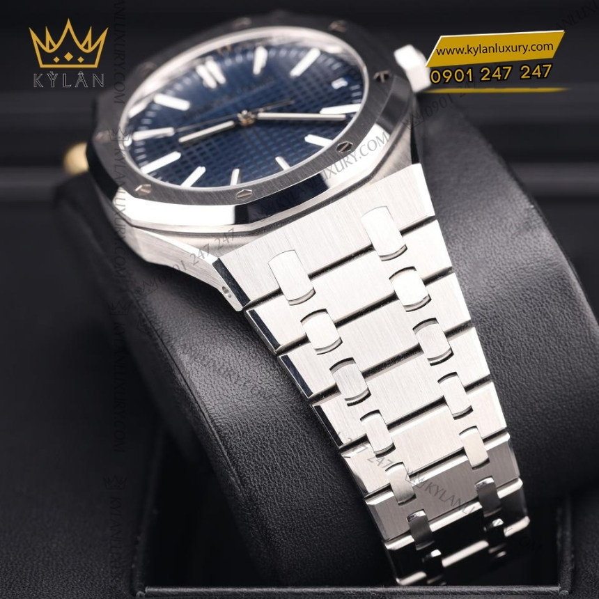 Kỳ Lân Luxury dong ho royal oak 15510st mat xanh dem 7 Đồng hồ Royal Oak mặt số xanh đêm 41mm 15510ST