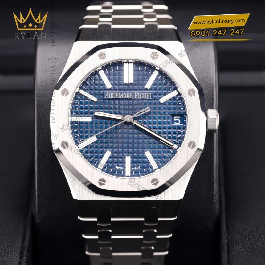 Kỳ Lân Luxury dong ho royal oak 15510st mat xanh dem 8 Đồng hồ Royal Oak mặt số xanh đêm 41mm 15510ST
