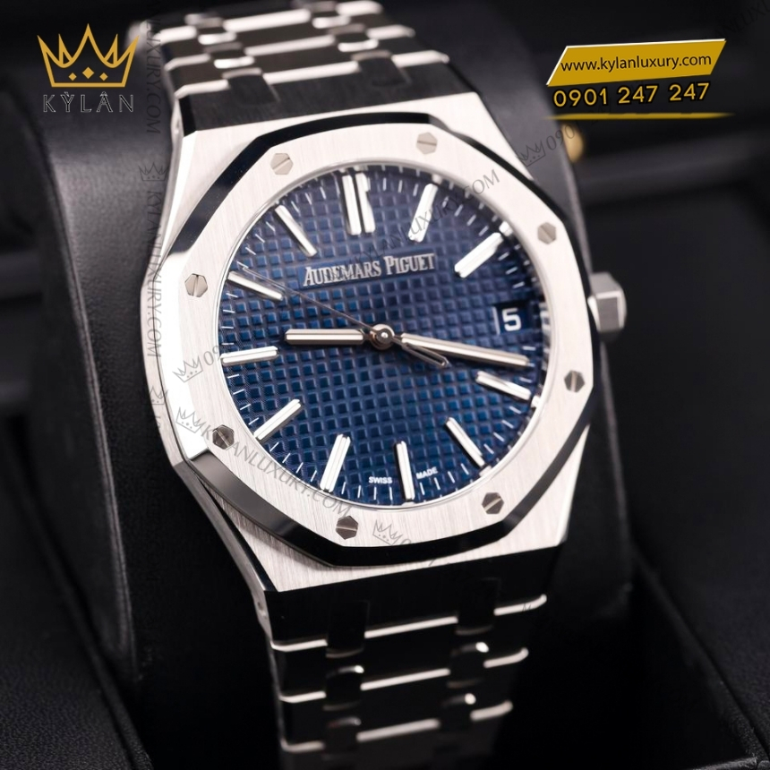 Kỳ Lân Luxury dong ho royal oak 15510st mat xanh dem 9 Đồng hồ Royal Oak mặt số xanh đêm 41mm 15510ST