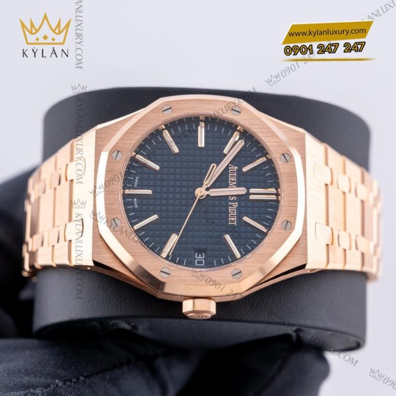 Đồng hồ Royal Oak vàng hồng mặt số xanh đêm 15510OR