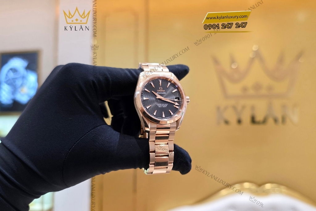 Kỳ Lân Luxury omega seamaster aqua terra vang hong mat so xam 8 Đồng hồ Omega Seamaster Aqua Terra vàng hồng mặt số xám 38.5mm