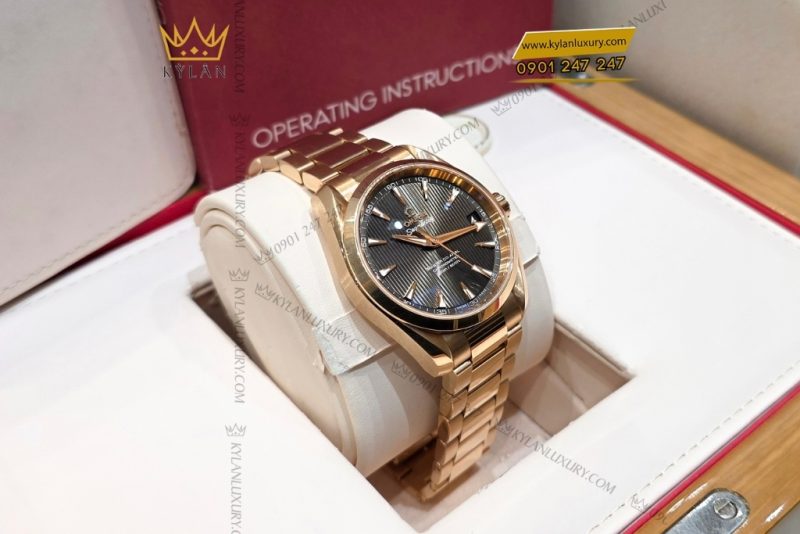 Đồng hồ Omega Seamaster Aqua Terra vàng hồng mặt số xám 38.5mm