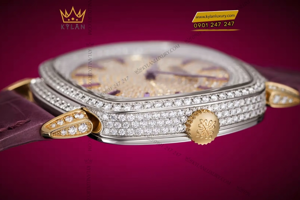 Kỳ Lân Luxury patek philippe gondolo coc da tim 7043 250gr 001 3 Đồng hồ Patek Philippe Gondolo cọc đá tím 7043/250GR-001