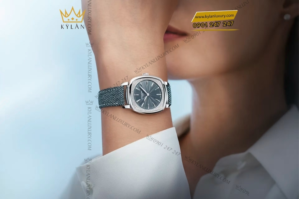 Kỳ Lân Luxury patek philippe gondolo mat xanh xam 7043g 001 5 Đồng hồ Patek Philippe Gondolo mặt xanh xám kim cương 7043G-001