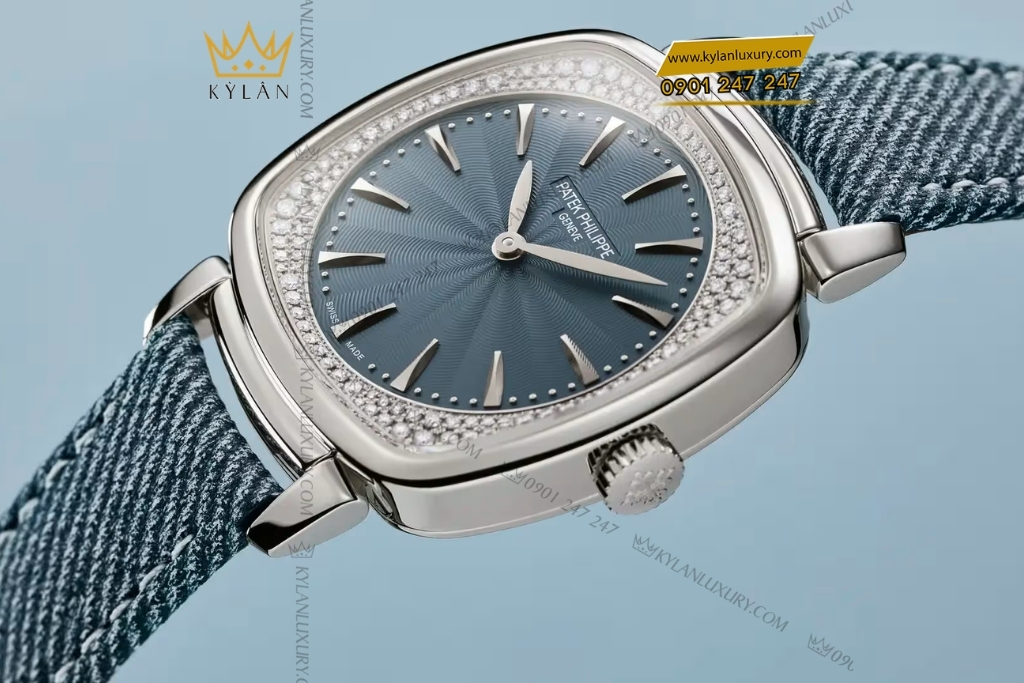 Kỳ Lân Luxury patek philippe gondolo mat xanh xam 7043g 001 9 Đồng hồ Patek Philippe Gondolo mặt xanh xám kim cương 7043G-001
