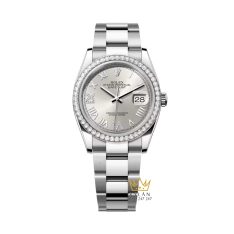 Đồng hồ Rolex Datejust 36 mặt bạc La Mã kim cương 126284RBR-0060