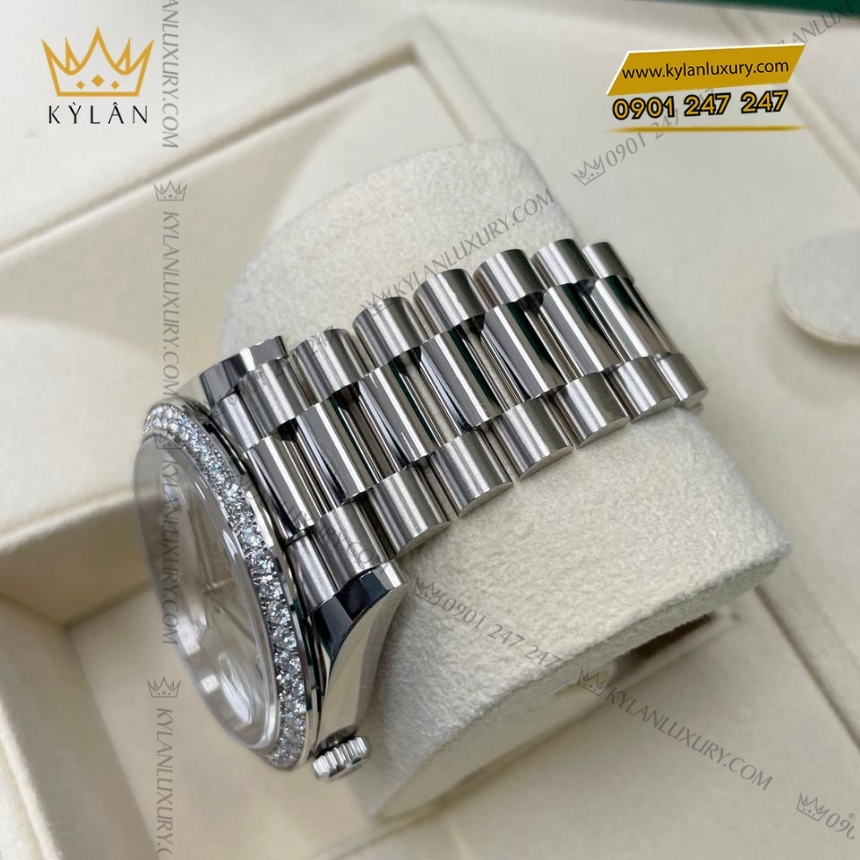 Kỳ Lân Luxury rolex day date 40 xa cu vanh kim 228345rbr 0026 3 1 Đồng hồ Rolex Day Date 40 mặt số bạc vành kim 228349RBR-0001