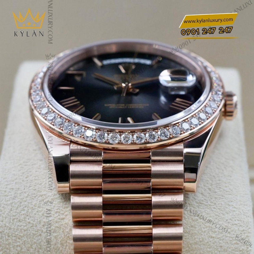 Kỳ Lân Luxury rolex day date 40xam vanh kim 228345rbr 0025 7 Đồng hồ Rolex Day Date 40 mặt xám ombre vành kim 228345RBR-0025