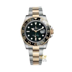 Đồng hồ Rolex GMT Master II demi vàng vàng mặt đen 116713LN-0001