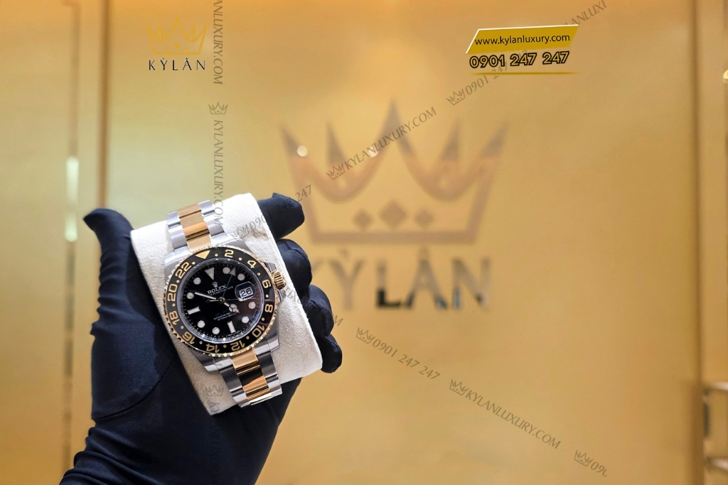Kỳ Lân Luxury rolex gmt master ii 116713ln demi vang vang mat so den 11 Đồng hồ Rolex GMT Master II demi vàng vàng mặt đen 116713LN-0001