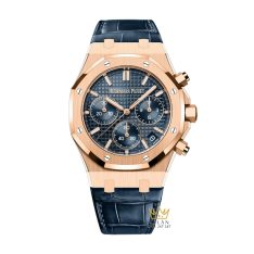 Đồng hồ Royal Oak Chronograph xanh đêm bản dây da 26240OR