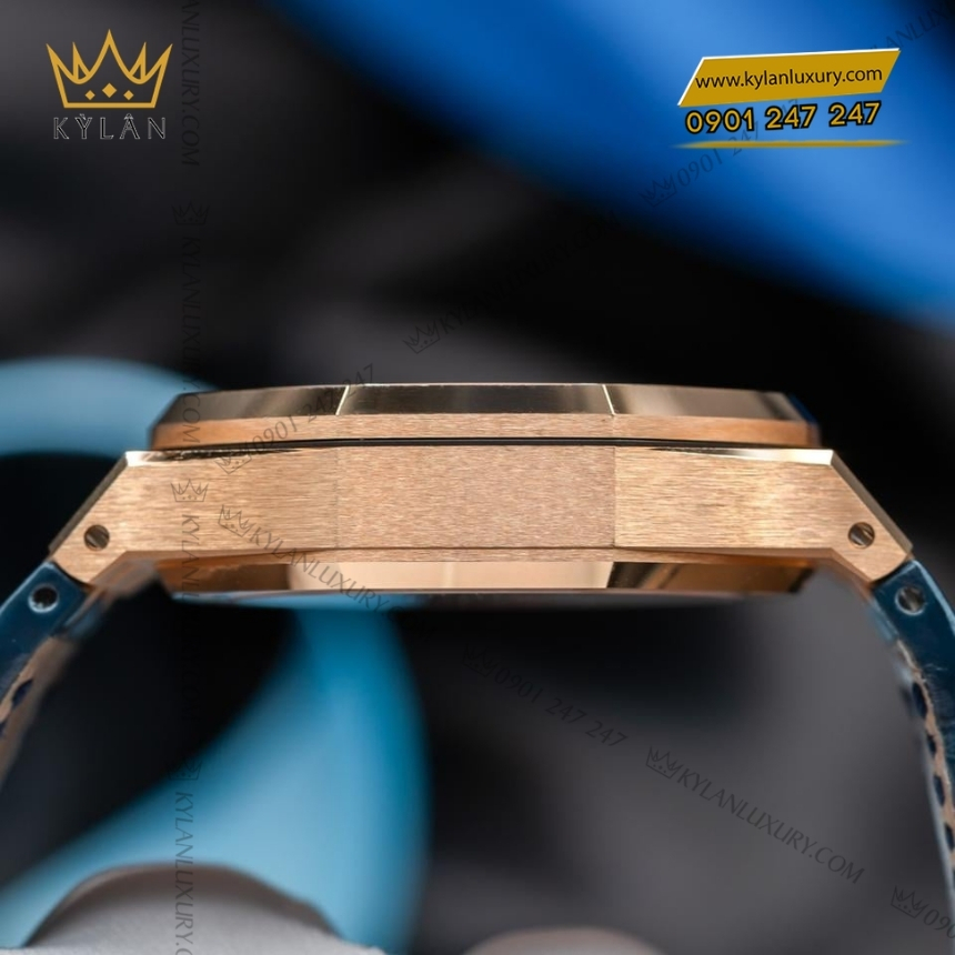Kỳ Lân Luxury royal oak chronograph xanh duong day da 26240or 10 Đồng hồ Royal Oak Chronograph xanh đêm bản dây da 26240OR