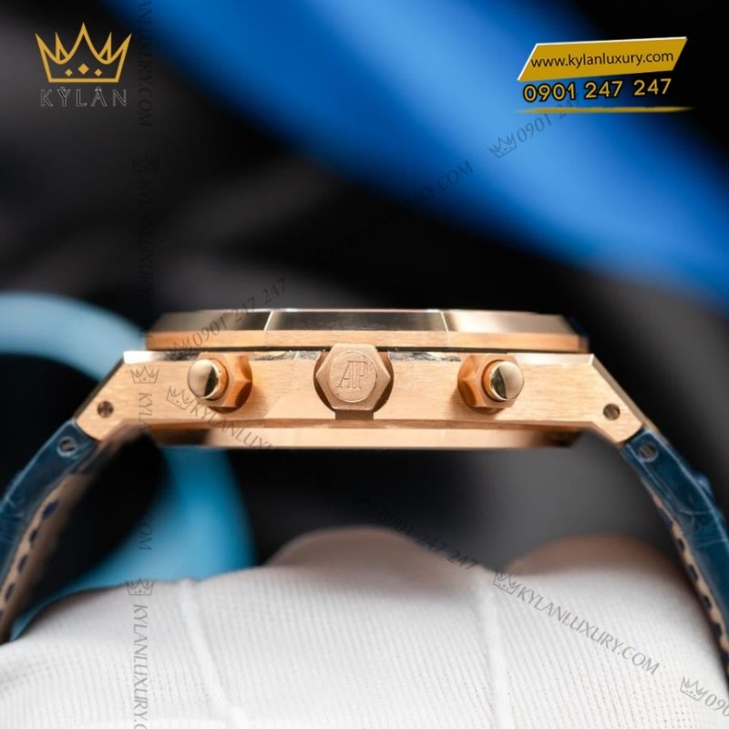 Đồng hồ Royal Oak Chronograph xanh đêm bản dây da 26240OR