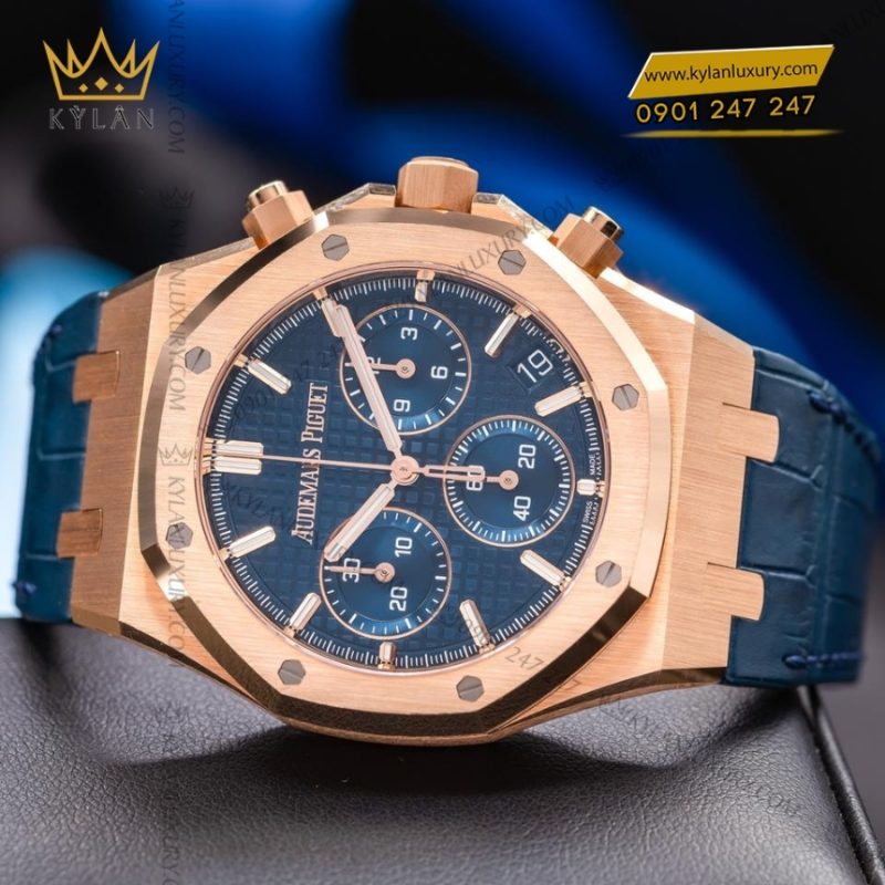 Đồng hồ Royal Oak Chronograph xanh đêm bản dây da 26240OR