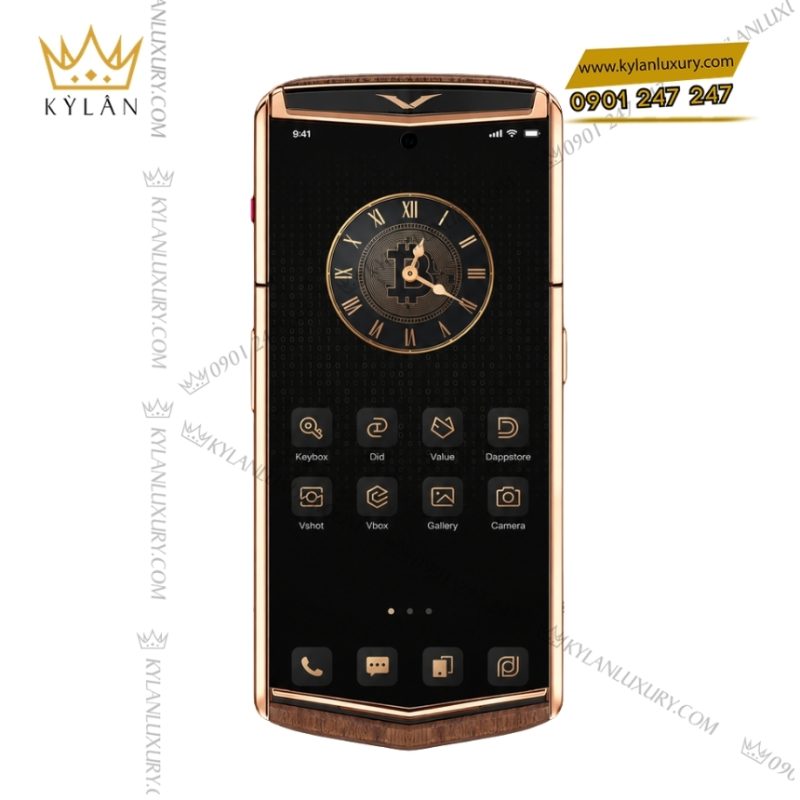 Điện thoại Vertu Agent Q custom vàng hồng - Bác Hồ và hoa sen
