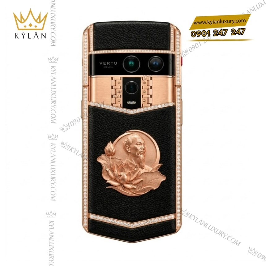 Vertu Agent Q custom vàng hồng kim cương – Bác Hồ và hoa sen 3 Kỳ Lân Luxury vertu agent q custom vang hong kim cuong bac ho hoa sen 4 Vertu Agent Q custom vàng hồng kim cương – Bác Hồ và hoa sen