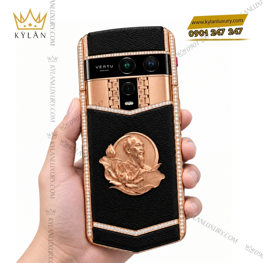 Vertu Agent Q custom vàng hồng kim cương – Bác Hồ và hoa sen 2 Kỳ Lân Luxury vertu agent q custom vang hong kim cuong bac ho hoa sen 5 Vertu Agent Q custom vàng hồng kim cương – Bác Hồ và hoa sen